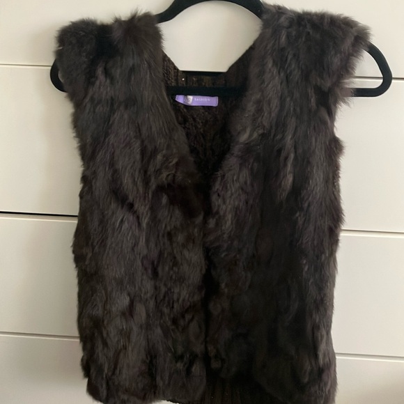 bizar fashion Jackets & Blazers - Rabbit fur front vest